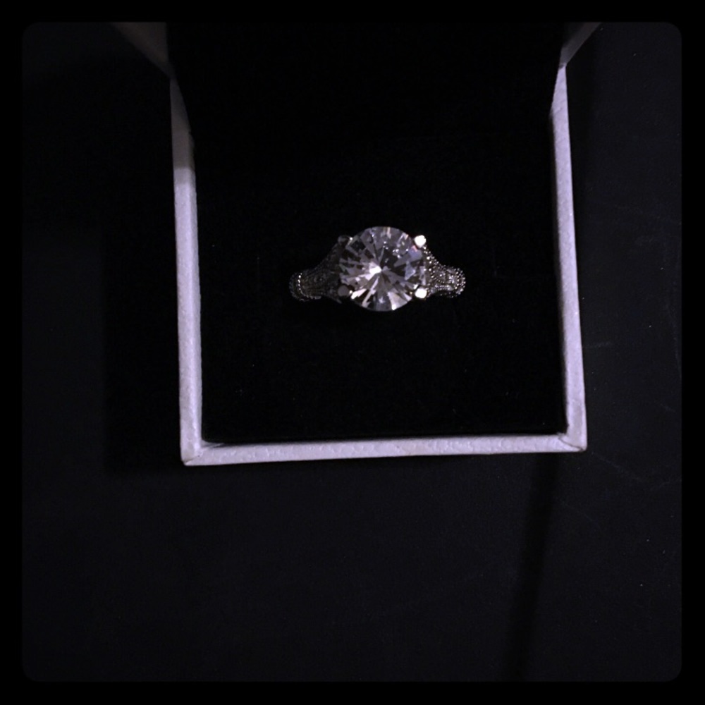 925 sterling silver and cubic zirconia engagement